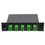 Picture of 4+3 Channel LGX DWDM Mux/Demux C24–C27 with OTDR, Test Tx/Rx, Upgrade, and Express Ports, LC/APC Connectors.