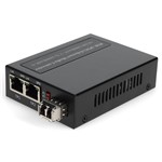 Picture of 2x 10/100/1000Base-TX(RJ-45) to 1000Base-SX(LC) MMF 850nm 550m Media Converter with PoE+