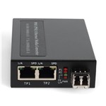 Picture of 2x 10/100/1000Base-TX(RJ-45) to 1000Base-SX(LC) MMF 850nm 550m Media Converter with PoE+