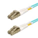 Picture of 30m LC to LC Aqua OM4 Duplex Microboot, Snagless OFNR (Riser-Rated) Fiber Patch Cable with Serialized Labeled Ends