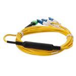 Picture of 1m MPO/APC to 4xCS Duplex (8xCS)/UPC Yellow OS2 OFNR (Riser-Rated) 8-Strand SMF Fiber Fanout Cable