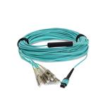 Picture of 50m MPO/UPC to 4xLC/UPC Duplex Aqua OM4 OFNR (Riser-Rated) 8-Strand Fiber Fanout Cable