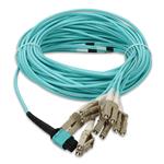 Picture of 30m MPO/UPC to 6xLC/UPC Duplex Aqua OM3 OFNR (Riser-Rated) 12-Strand Fiber Fanout Cable