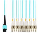 Picture of 75m MPO/UPC to 6xLC/UPC Duplex Aqua OM4 OFNR (Riser-Rated) 12-Strand Fiber Patch Cable