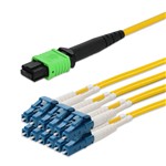 Picture of 8m MPO/APC to 6xLC/UPC Duplex Yellow OS2 OFNP (Plenum-Rated) 12-Strand SMF Fiber Patch Cable