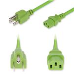Picture of 1ft NEMA 5-15P Male to C13 Female Standard Commercial 18 AWG 125V at 10A PVC SJT (Service Junior Thermoplastic) Green Power Cable