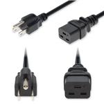 Picture of 8ft NEMA 5-15P Male to C19 Female Standard Commercial 14 AWG 125V at 15A PVC SJT (Service Junior Thermoplastic) Black Power Cable