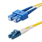 Picture of 3m SC to LC Yellow OS2 Duplex OFNR (Riser-Rated) SMF Fiber Patch Cable with 3mm OD Jacket and Length Labels