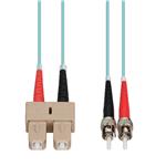 Picture of 15m ST to SC Aqua OM3 Duplex OFNR (Riser-Rated) Fiber Patch Cable