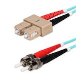 Picture of 15m ST to SC Aqua OM3 Duplex OFNR (Riser-Rated) Fiber Patch Cable
