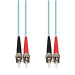 Picture of 1m ST to ST Aqua OM4 Duplex OFNR (Riser-Rated) TAA Fiber Patch Cable
