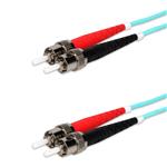 Picture of 1m ST to ST Aqua OM4 Duplex OFNR (Riser-Rated) TAA Fiber Patch Cable