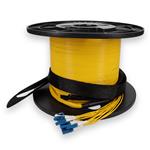 Picture of 220ft 12xLC to 12xLC Yellow OS2 OFNR (Riser-Rated) Fiber Trunk Cable with Pulling Eye
