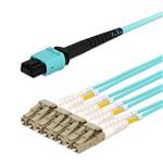 Picture of 1m MPO/UPC to 8xLC Duplex (16xLC)/UPC Aqua OM3 OFNR (Riser-Rated) 8-Strand Fiber Fanout Cable
