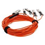 Picture of MSA and TAA Compliant 40GBase-AOC QSFP+ to 4xSFP+ Orange Active Optical Cable (850nm, MMF, 15m)