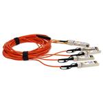 Picture of MSA and TAA Compliant 40GBase-AOC QSFP+ to 4xSFP+ Orange Active Optical Cable (850nm, MMF, 15m)