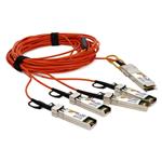 Picture of MSA and TAA Compliant 40GBase-AOC QSFP+ to 4xSFP+ Orange Active Optical Cable (850nm, MMF, 15m)