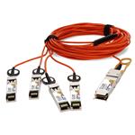 Picture of MSA and TAA Compliant 40GBase-AOC QSFP+ to 4xSFP+ Orange Active Optical Cable (850nm, MMF, 15m)